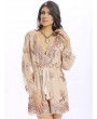 Women Sexy Sequins Bandage V-neck Long Sleeve Backless Jumpsuit