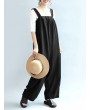 Vintage Pure Color Sleeveless Side Pocket Long Jumpsuits