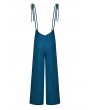 Straps Solid Color Wide Legs Holiday Jumpsuit