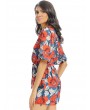 Women Vintage Floral Print V-neck Half Sleeve Short Jumpsuit