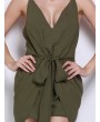 Women Sexy Deep V Camisole Bow Irregular Backless Jumpsuits