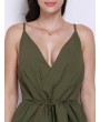 Women Sexy Deep V Camisole Bow Irregular Backless Jumpsuits