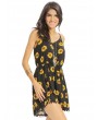 Women Casual Loose Sunflower Print Spaghetti Strap Backless O-neck Jumpsuit