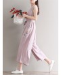 Women Vintage Sleeveless Pocket Back Zipper Wide Leg Jumpsuits