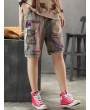 Cartoon Print Patch Casual Short Jeans For Women