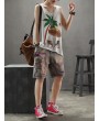 Cartoon Print Patch Casual Short Jeans For Women