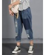 Patchwork Ripped Casual Harem Jeans For Women