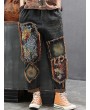 Patchwork Floral Embroidered Jeans For Women