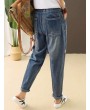 Casual Washed Old Embroidery Beautiful Letters Hole Loose Jeans