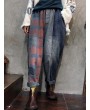 Vintage Patch Plaid Loose Denim