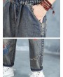 Vintage Embroidery Printed High Waist Loose Casual Jeans