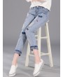 Butterfly Embroidered Hole Harem Jeans