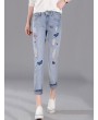 Butterfly Embroidered Hole Harem Jeans