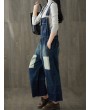 Vintage Double Pockets Patchwork Hole Old Jeans For Women