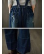 Vintage Double Pockets Patchwork Hole Old Jeans For Women