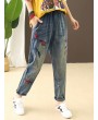 Cartoon Embroidery Loose Harlan Jeans For Women