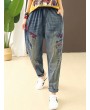 Cartoon Embroidery Loose Harlan Jeans For Women