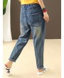 Cartoon Embroidery Loose Harlan Jeans For Women