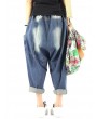 Women Patchwork Solid Color Loose Casual Harem Jeans