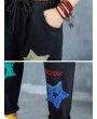 Letter Embroidered Stars Patch Jeans For Women