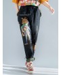 Cartoon Print Casual Ripped Harem Jeans For Women