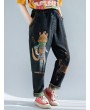 Cartoon Print Casual Ripped Harem Jeans For Women