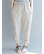 Loose Drawstring Waist Stripe Print Casual Harem Pants