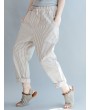 Loose Drawstring Waist Stripe Print Casual Harem Pants