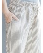 Loose Drawstring Waist Stripe Print Casual Harem Pants