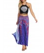 Boho Print Wide Leg Yoga Purple Pants