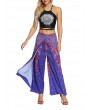 Boho Print Wide Leg Yoga Purple Pants