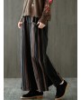 Vintage Stripe Splited Wide Leg Women Pants