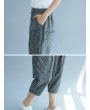 Elastic Waist Stripe Casual Harem Pants With Pockets