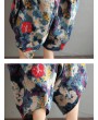 Leisure Loose Folk Print Pocket Harem Women Pants