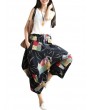 Leisure Loose Folk Print Pocket Harem Women Pants