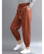 Solid Color Elastic Tie Waist Loose Casual Pants