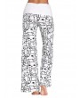 Women Cats Printed Elastic Waist Casual Pants