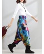 Casual Loose Printed Elastic Waist Women Wide Leg Pants