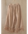 Sweet Solid Color Ruffled Elastic Waist Wide Leg Capris