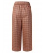 Casual Plaid Elastic Waist Women Woolen Wide Leg Pants