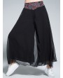 Ethnic Embroidery Patchwork Layered Wide Leg Women Pants