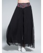 Ethnic Embroidery Patchwork Layered Wide Leg Women Pants