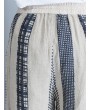 Stripe Plaid Print Wide Leg Drawstring Waist Casual Pants