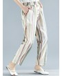 Striped Elastic Waist with Pockets Harem Pants