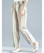 Striped Elastic Waist with Pockets Harem Pants