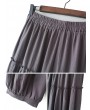 Women Casual Pleated Solid Color Elastic Waist Wide leg Pants