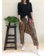 Baggy Vintage Ethnic Print Drop Crotch Spliced Pants