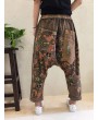 Baggy Vintage Ethnic Print Drop Crotch Spliced Pants