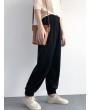 Loose Pockets Solid Color Elastic Waist Harem Pants