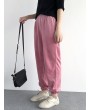 Loose Pockets Solid Color Elastic Waist Harem Pants